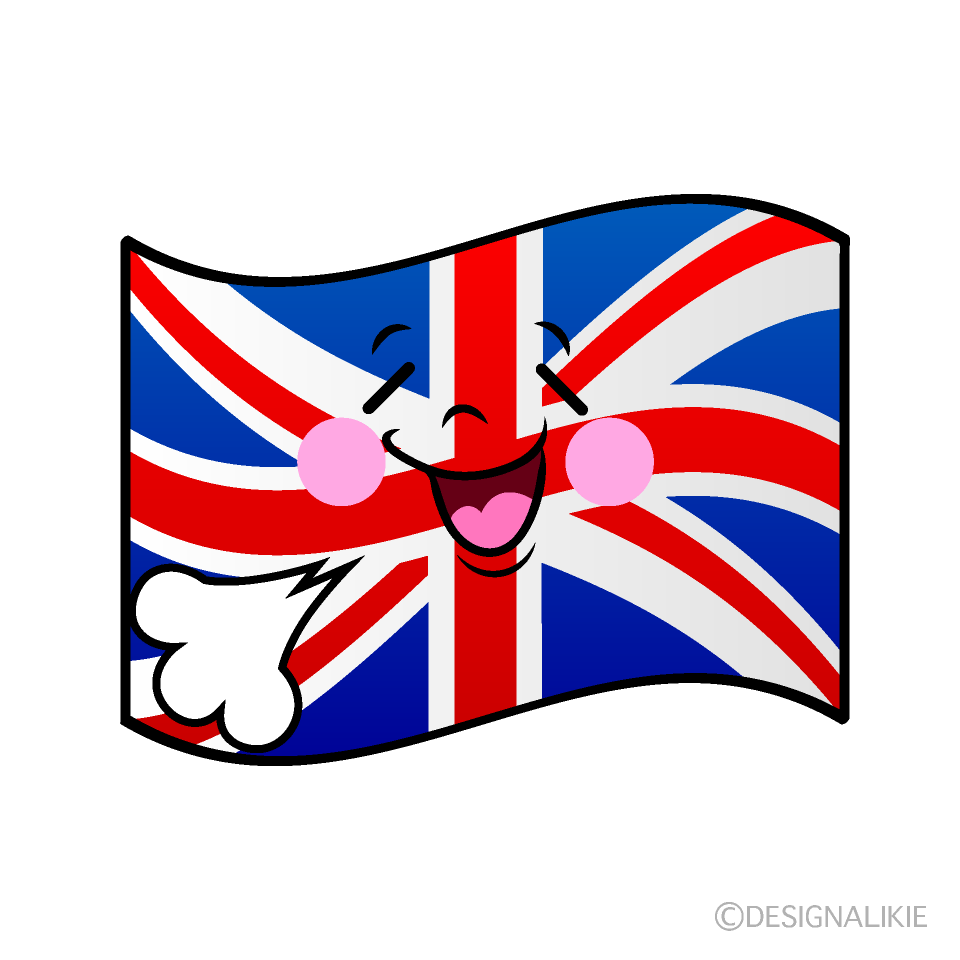 かわいいリラックスするイギリス国旗イラスト