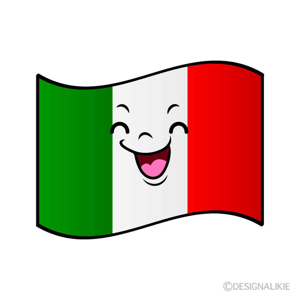 かわいい笑顔のイタリア国旗イラスト