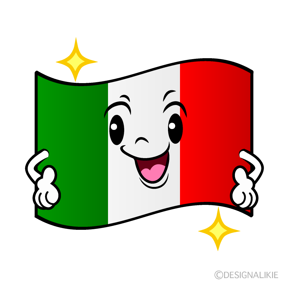 かわいい煌くイタリア国旗イラスト