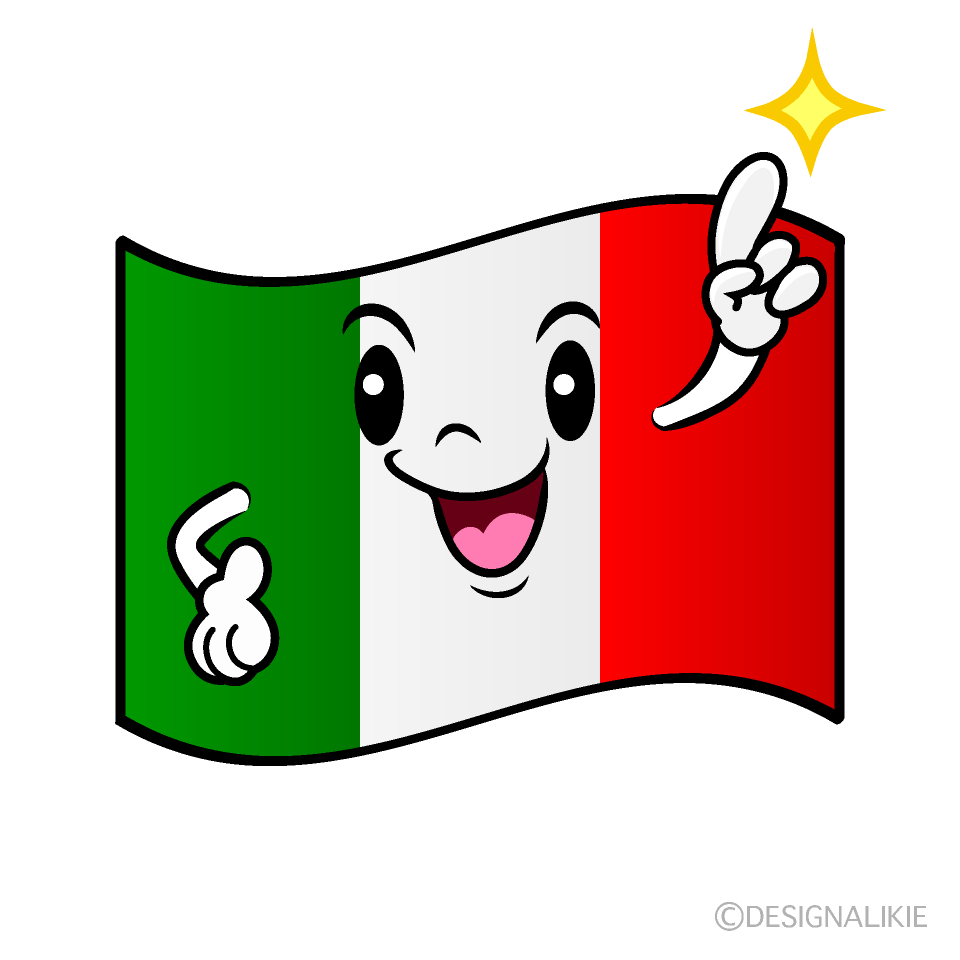 かわいい指差すイタリア国旗イラスト