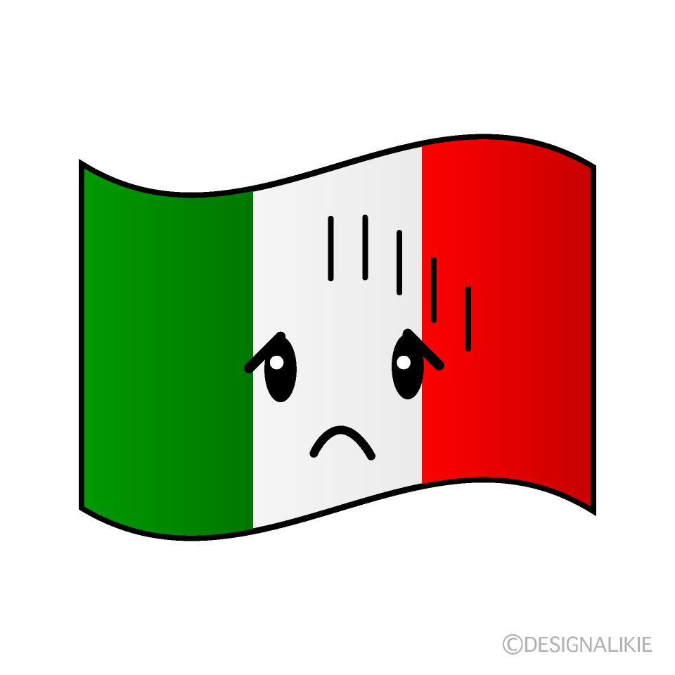 かわいい落ち込むイタリア国旗イラスト