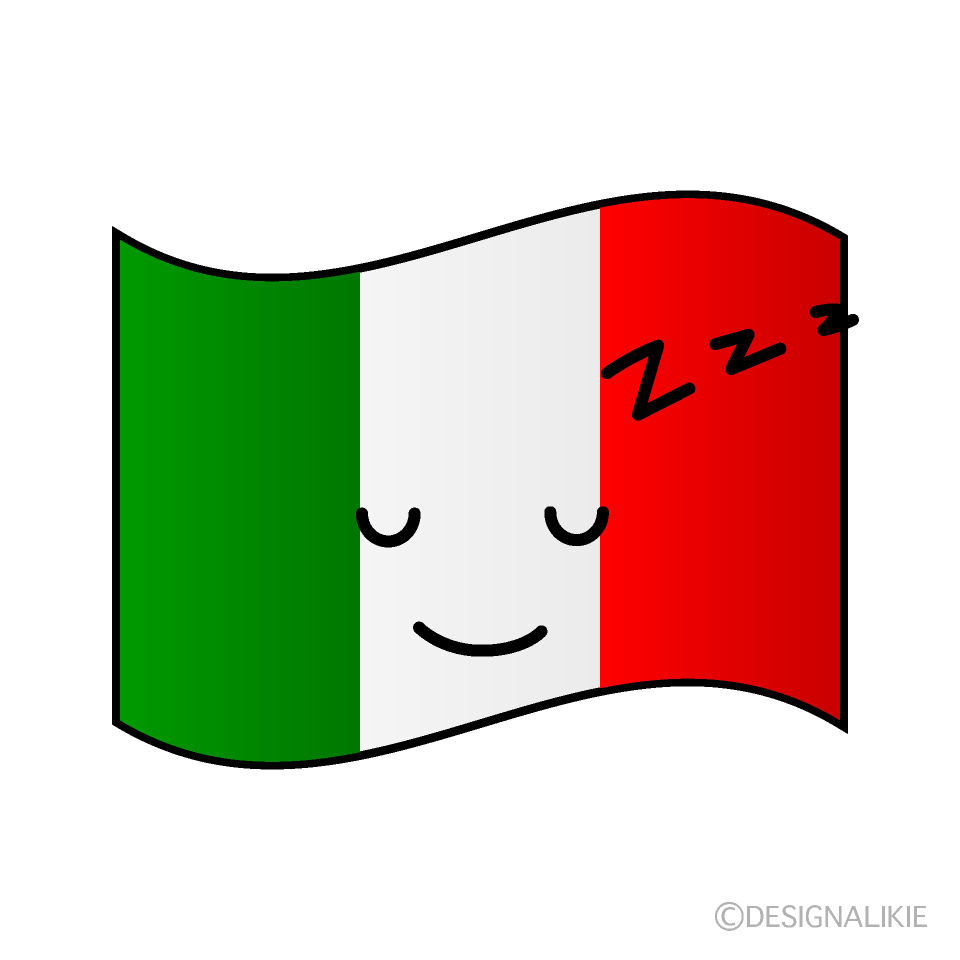 かわいい寝るイタリア国旗イラスト