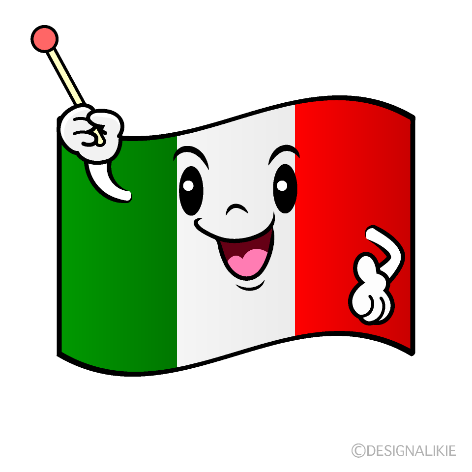 かわいい話すイタリア国旗イラスト