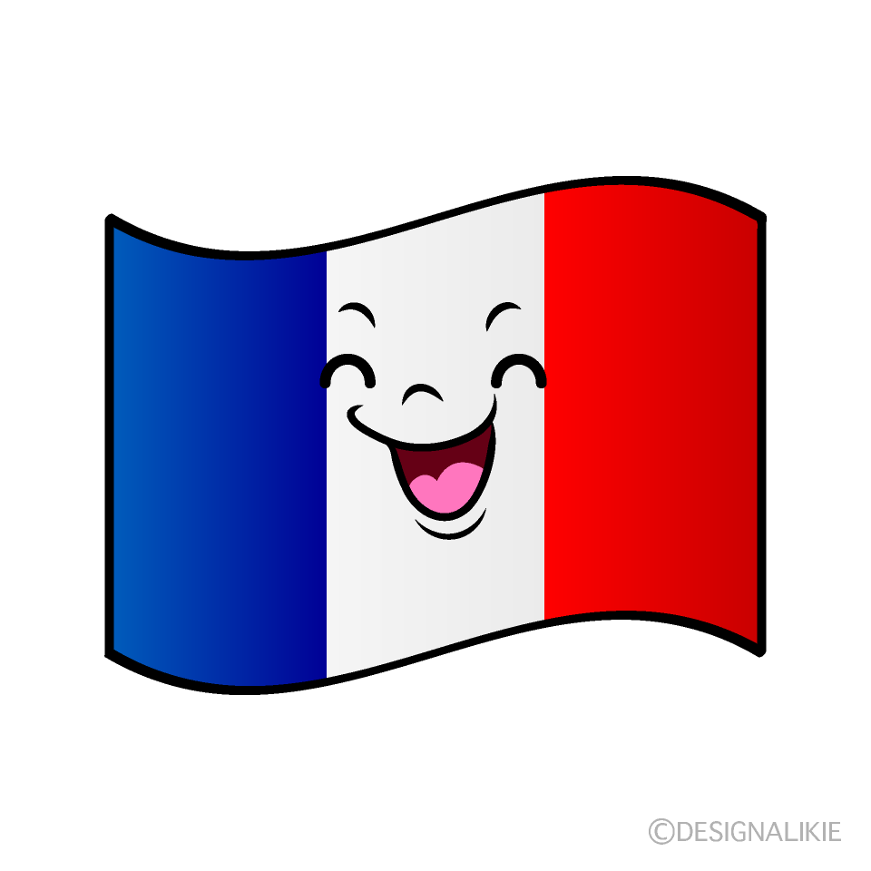 かわいい笑顔のフランス国旗イラスト