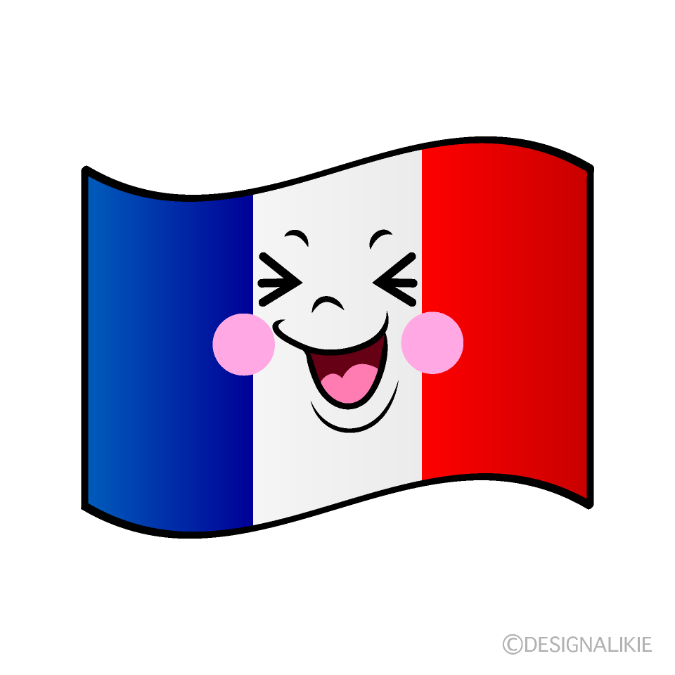 かわいい笑うフランス国旗イラスト