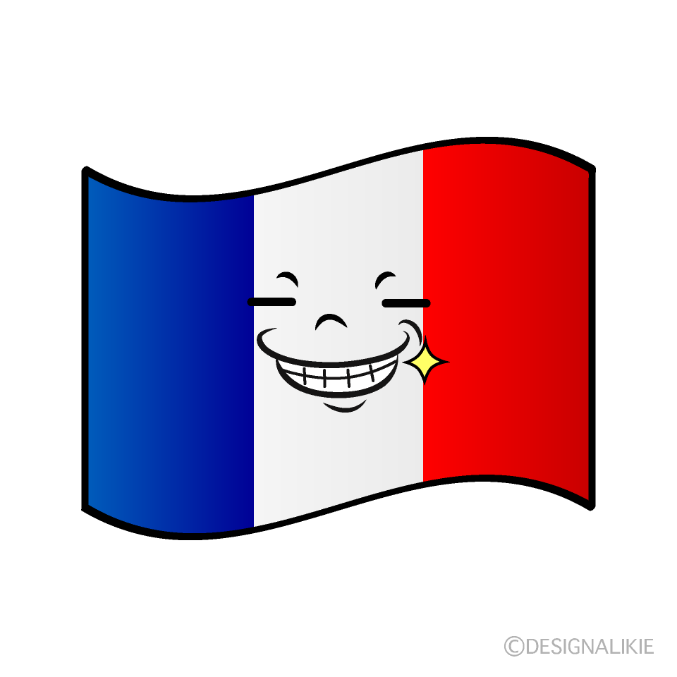 かわいいニヤリのフランス国旗イラスト