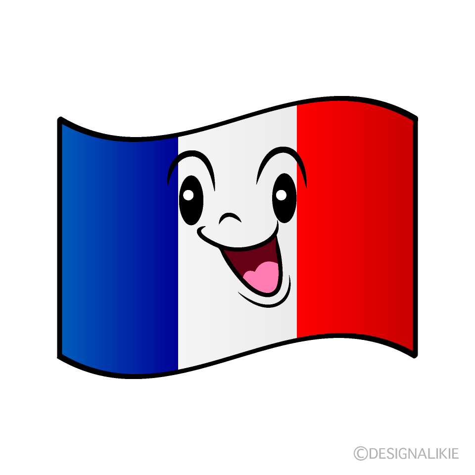 かわいい歌うフランス国旗イラスト