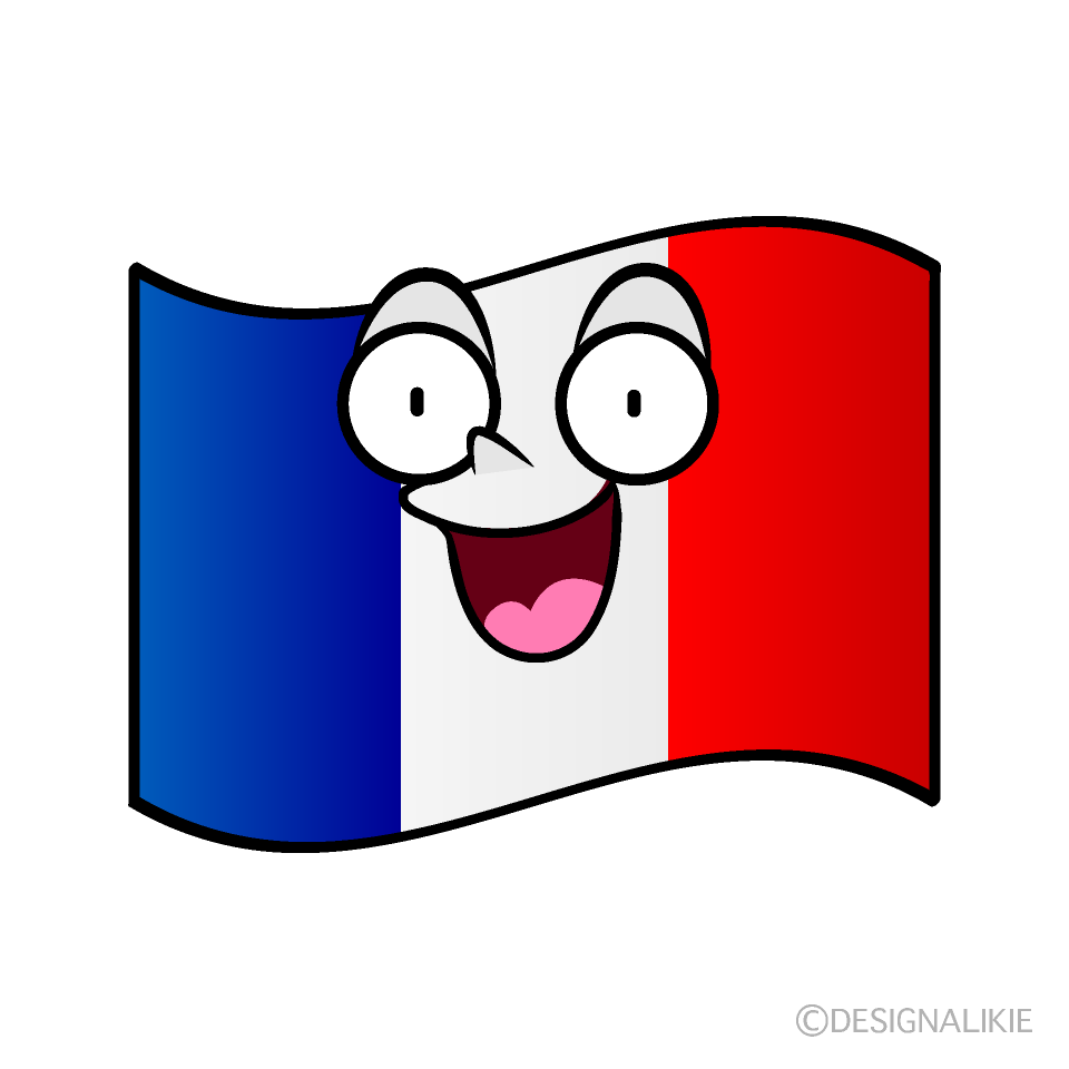 かわいい驚くフランス国旗イラスト