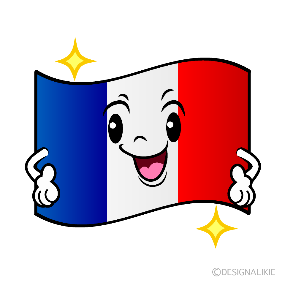 かわいい煌くフランス国旗イラスト