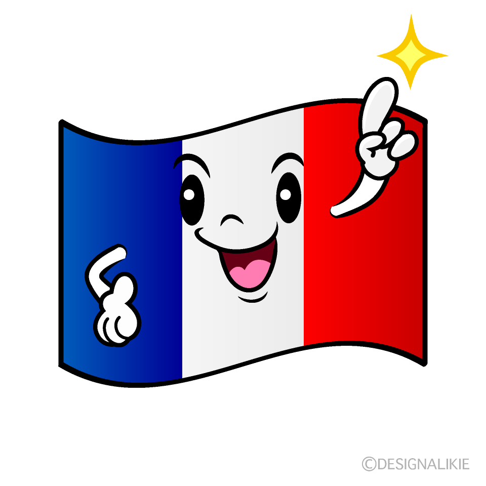 かわいい指差すフランス国旗イラスト