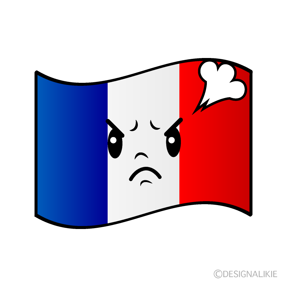 かわいい怒るフランス国旗イラスト