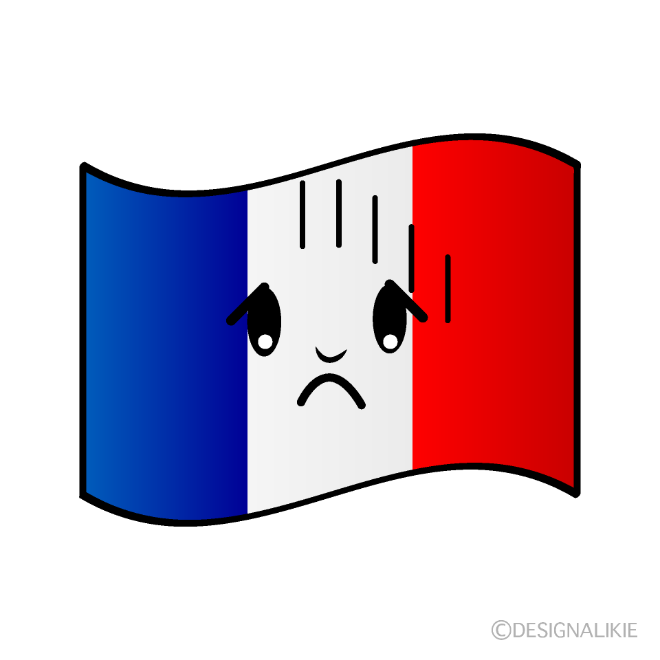 かわいい落ち込むフランス国旗イラスト