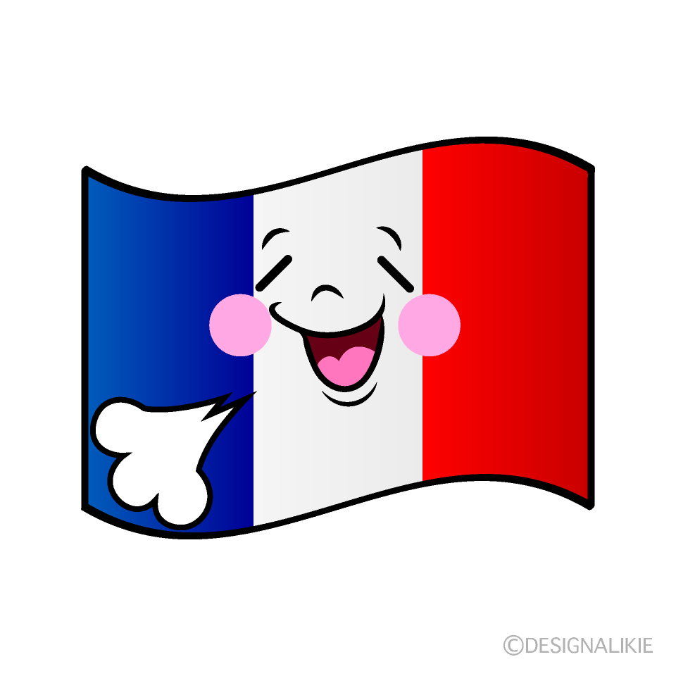 かわいいリラックスするフランス国旗イラスト