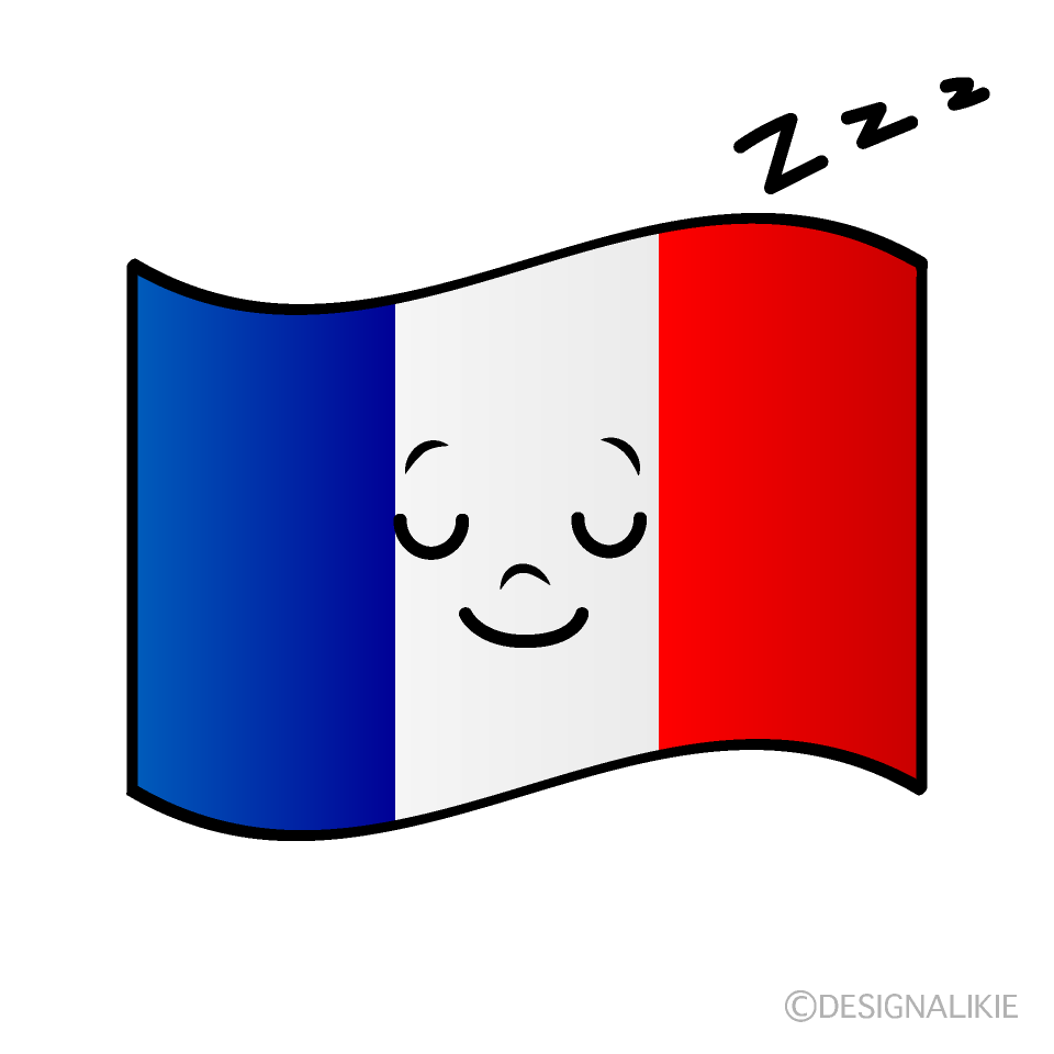 かわいい寝るフランス国旗イラスト