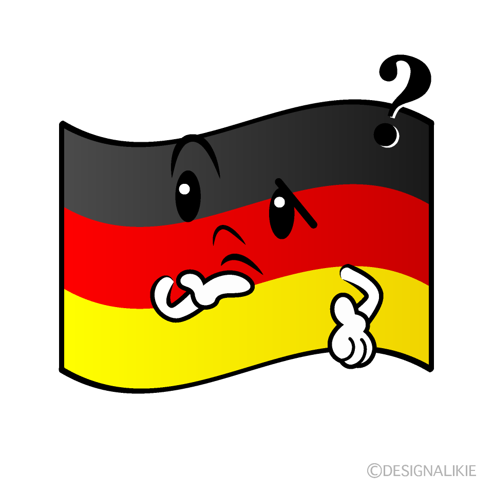 かわいい考えるドイツ国旗イラスト