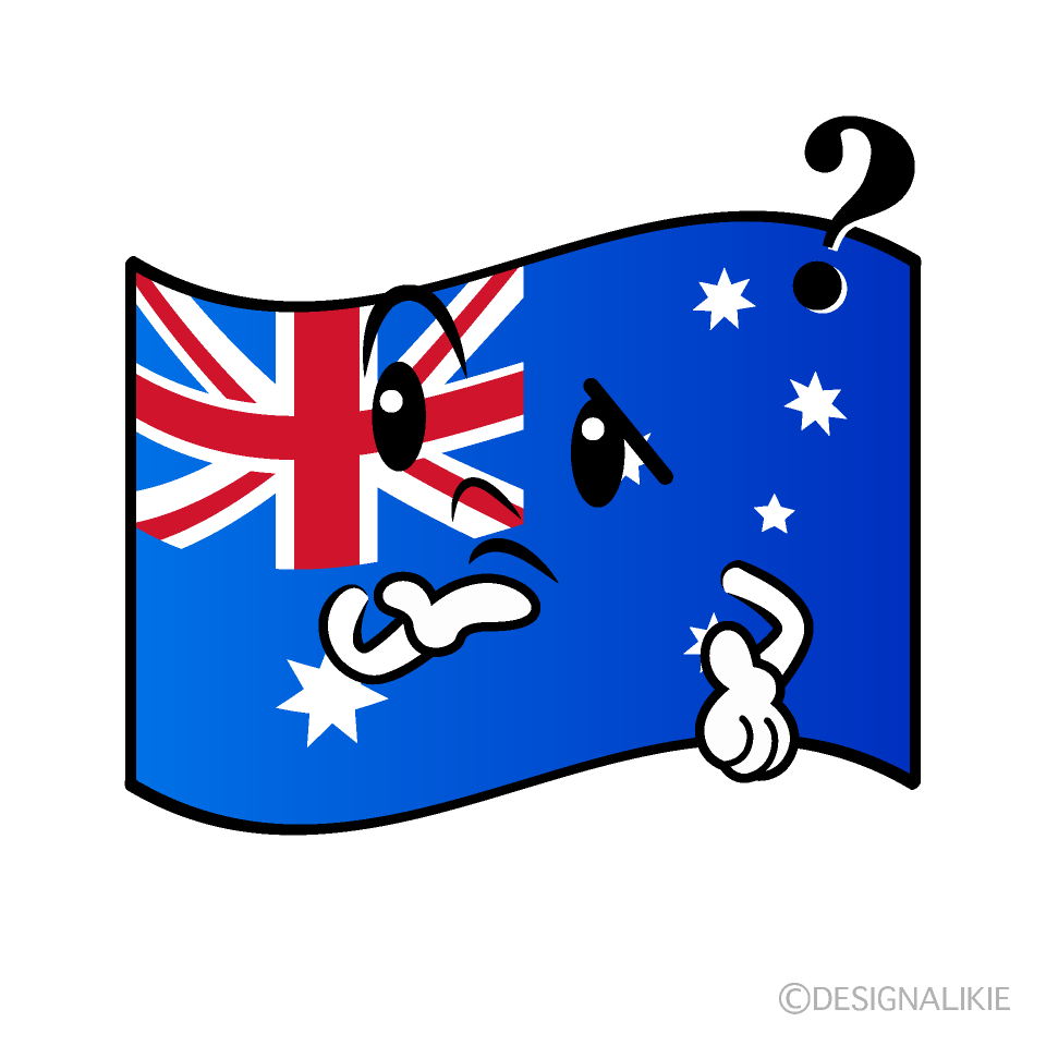 かわいい考えるオーストラリア国旗イラスト