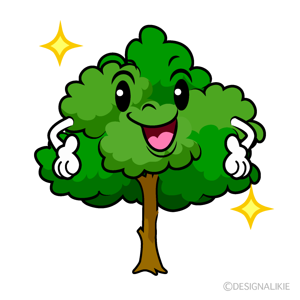 かわいい自信満々な木イラスト