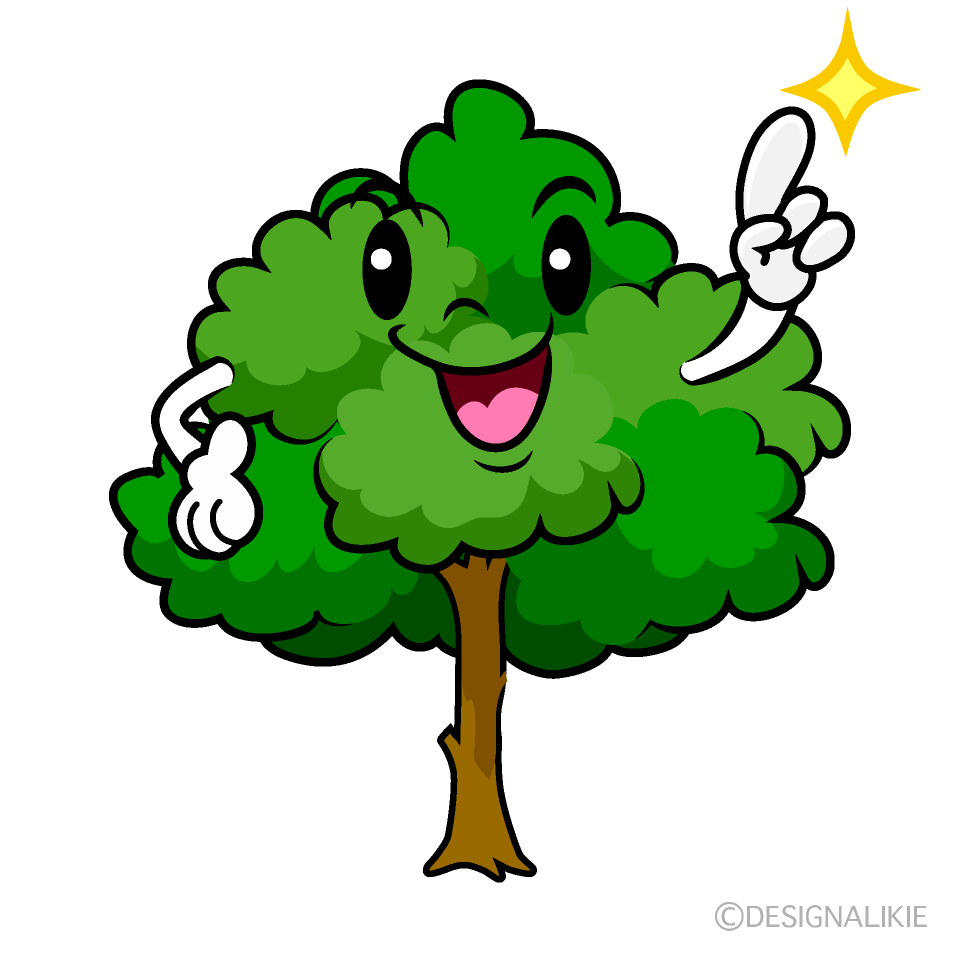 かわいい指差しする木イラスト