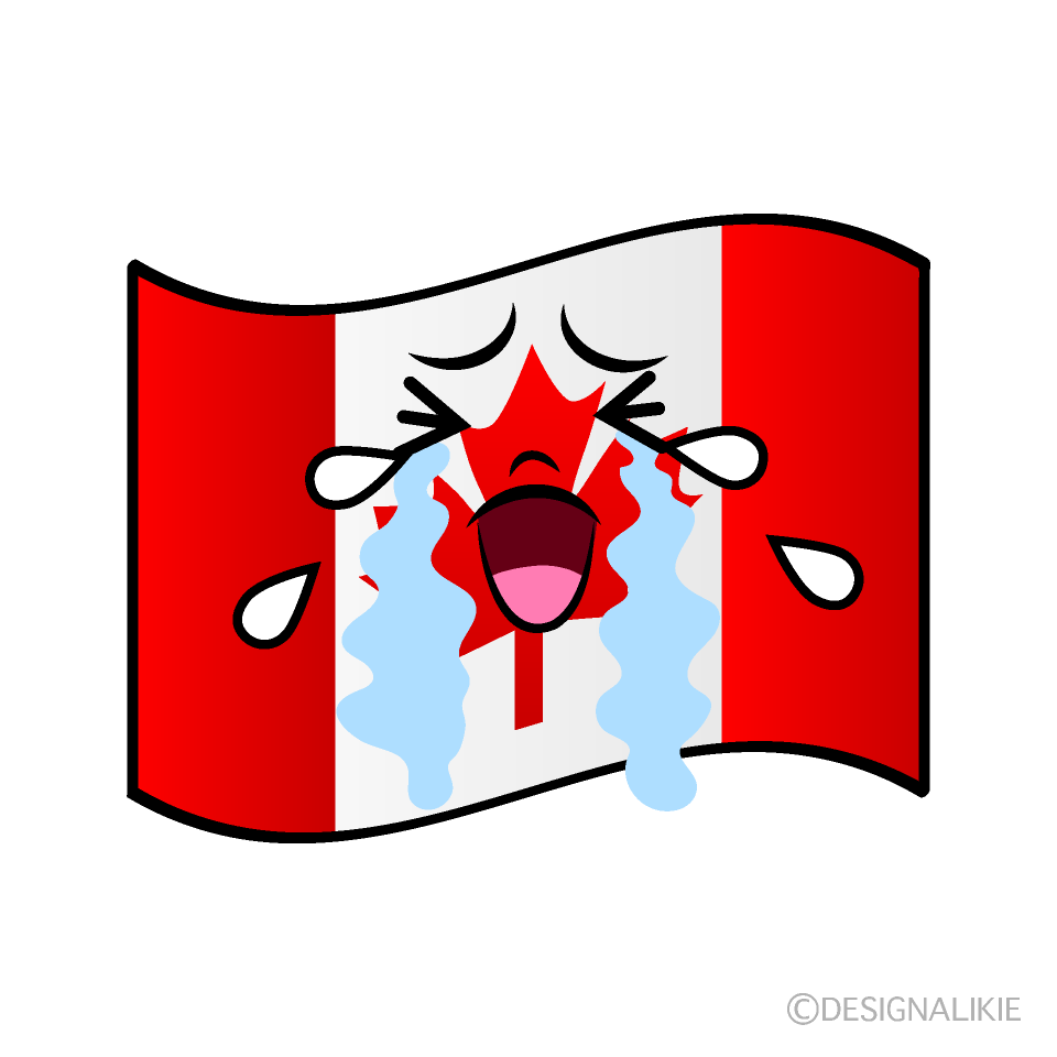かわいい泣くカナダ国旗イラスト