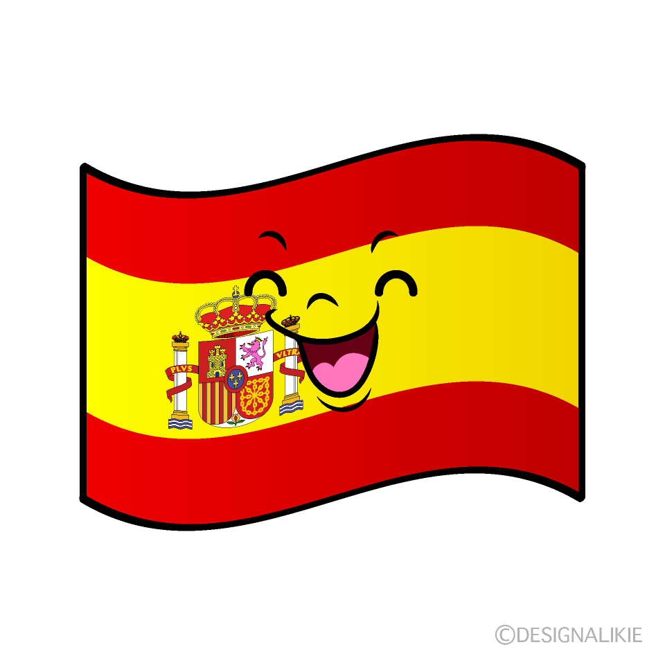 かわいい笑顔のスペイン国旗イラスト