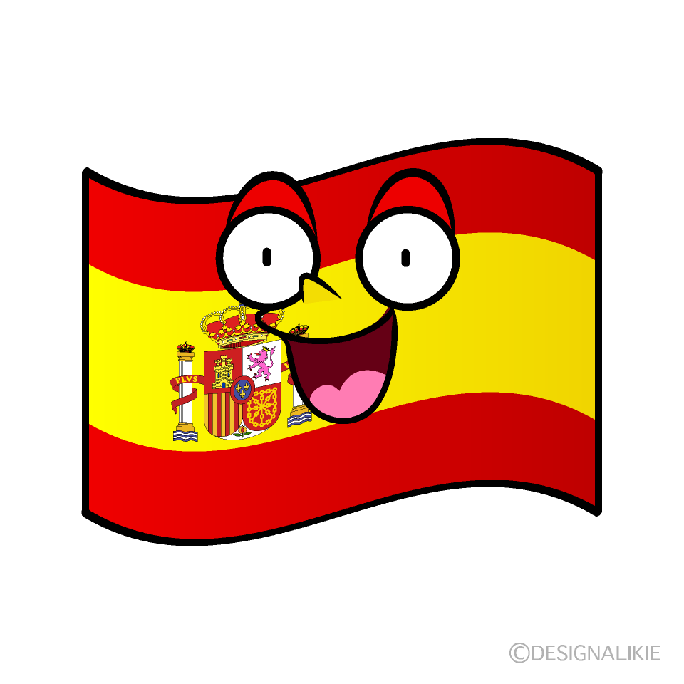 かわいい驚くスペイン国旗イラスト