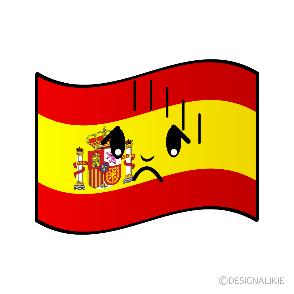 かわいい落ち込むスペイン国旗イラスト