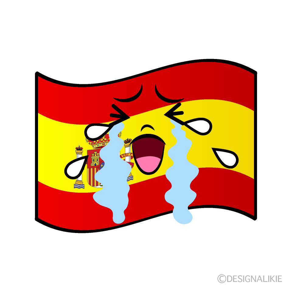 かわいい泣くスペイン国旗イラスト