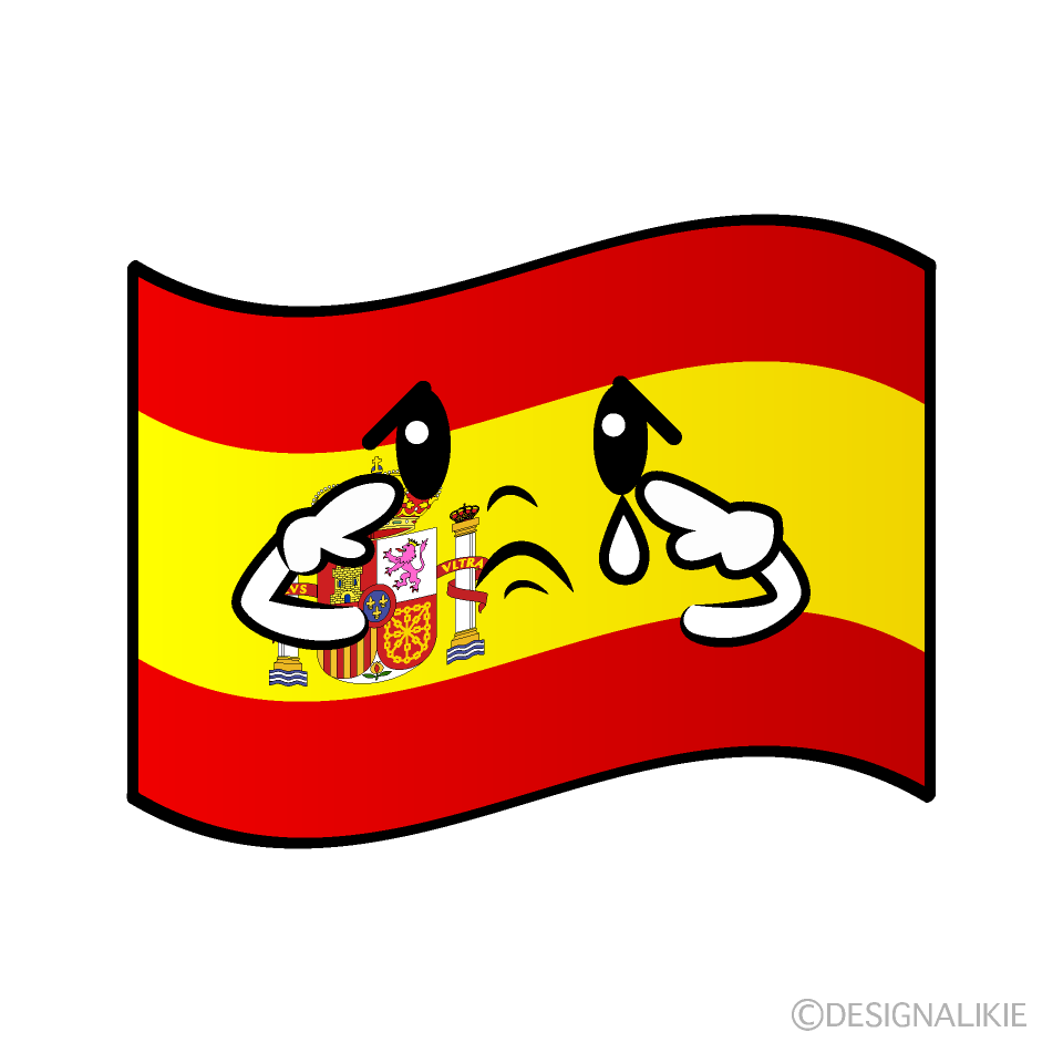 かわいい悲しいスペイン国旗イラスト