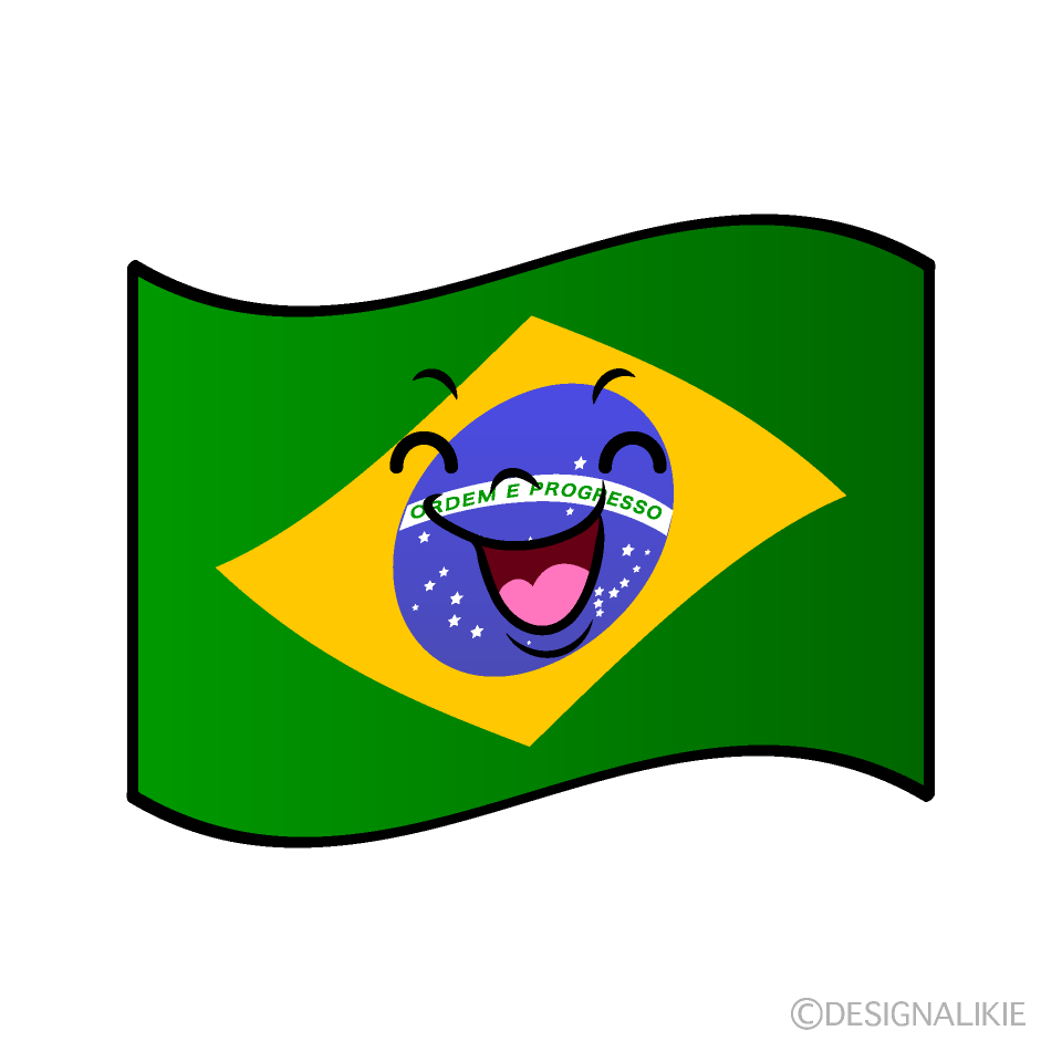 かわいい笑顔のブラジル国旗イラスト
