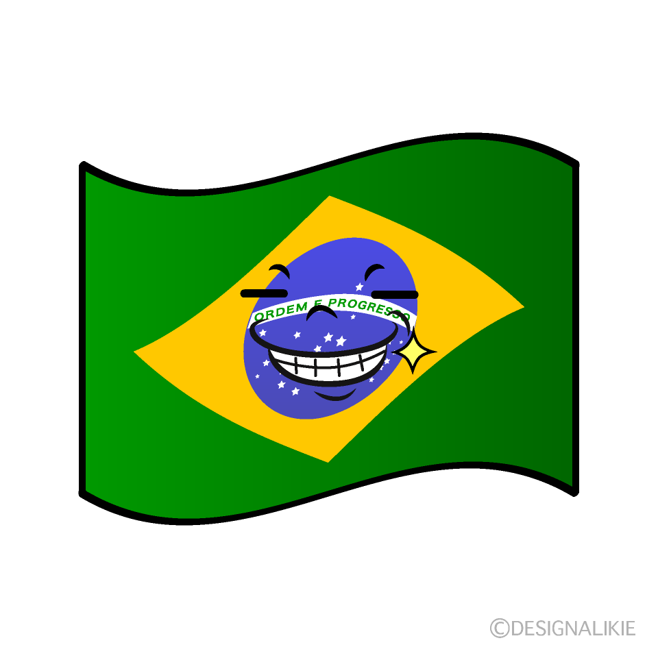 Cute Grinning Brazilian Flag Clipart