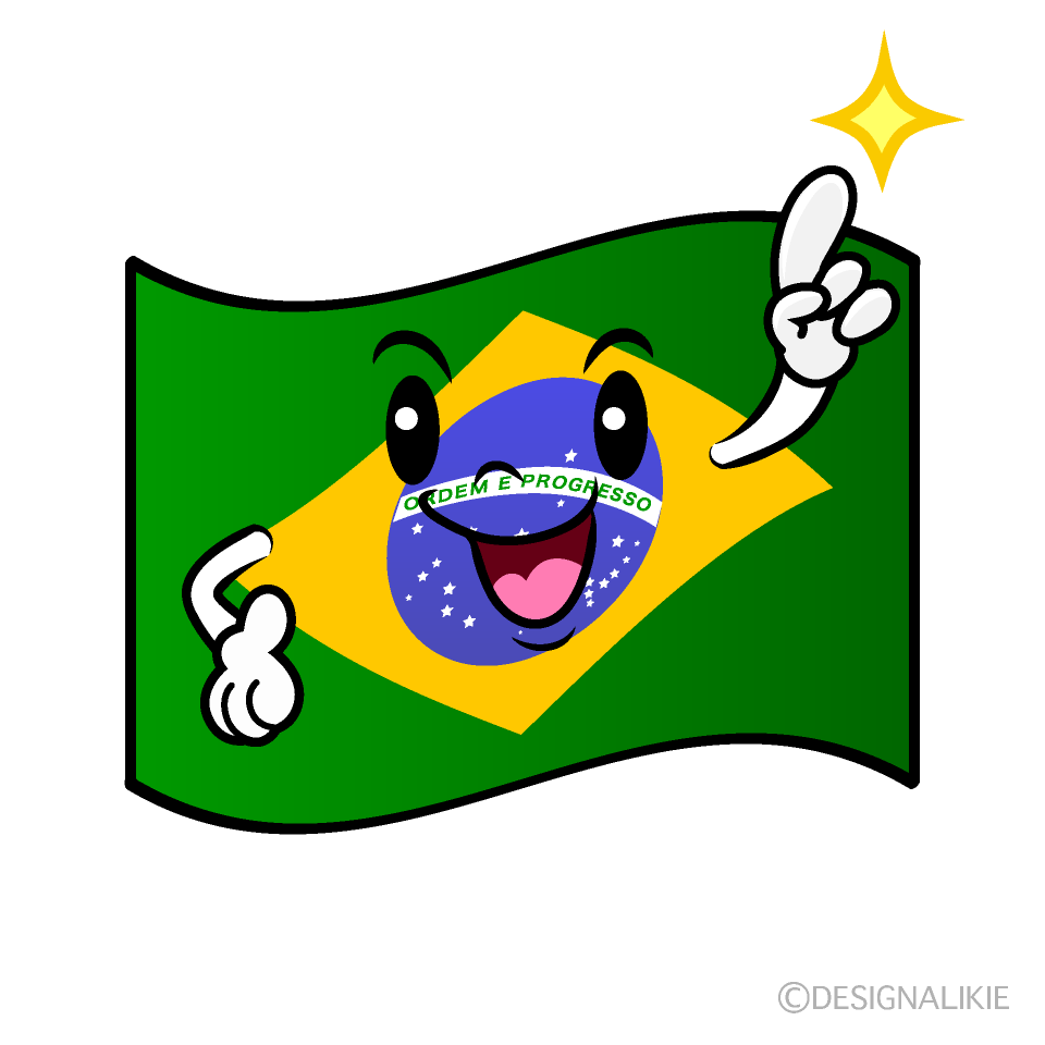 かわいい指差すブラジル国旗イラスト