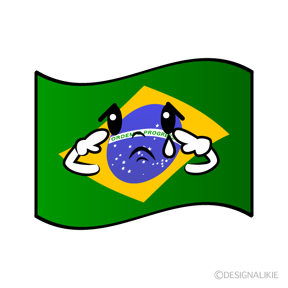 かわいい悲しいブラジル国旗イラスト