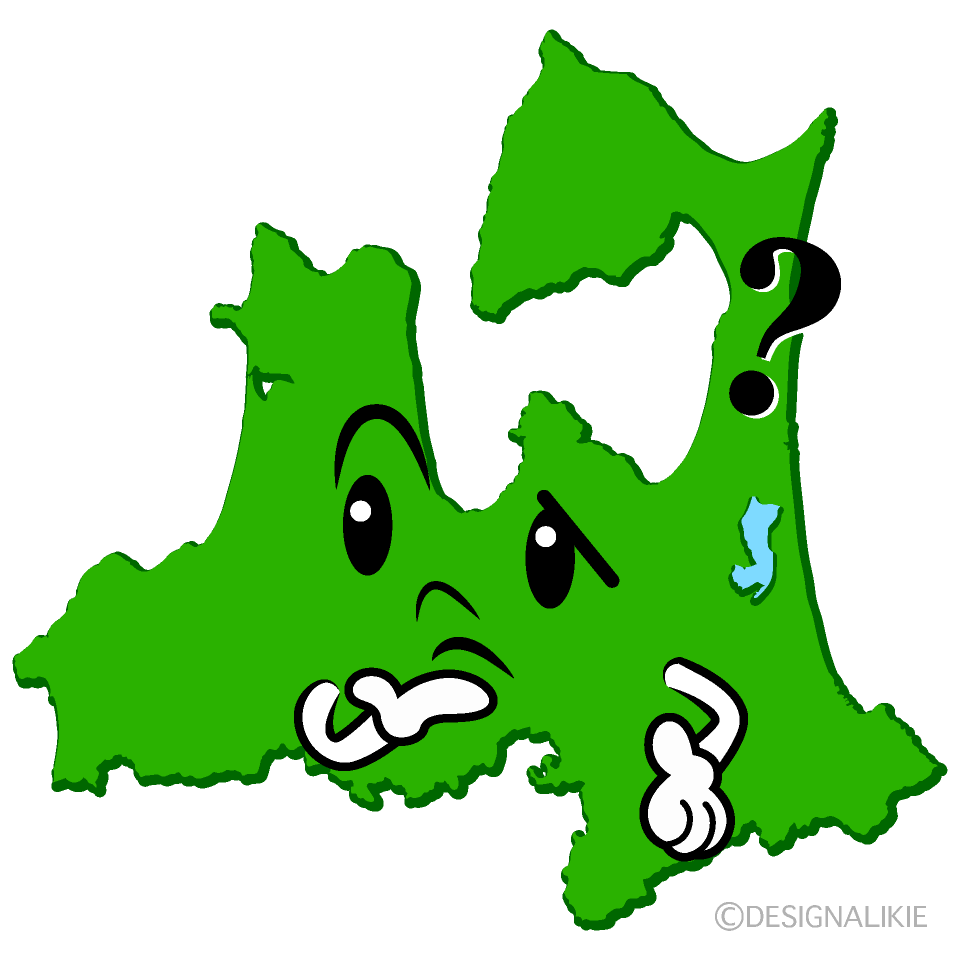 かわいい考える青森県イラスト