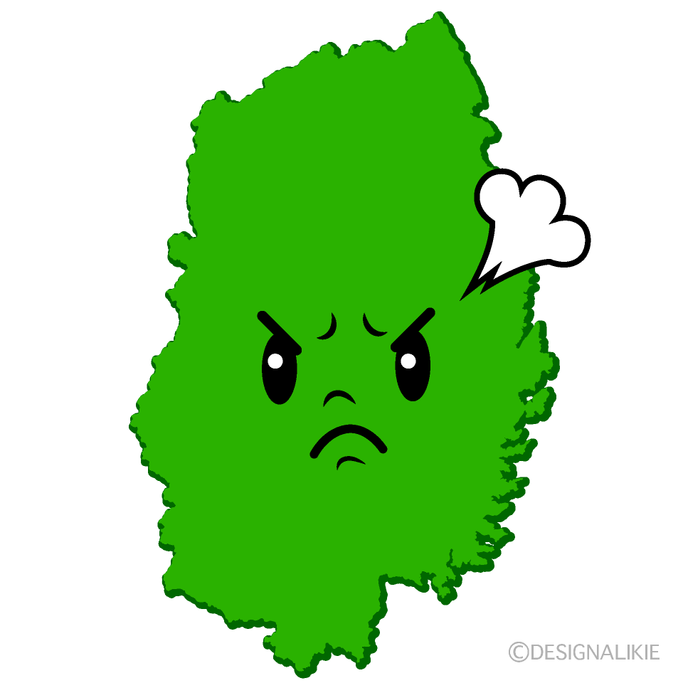 かわいい怒る岩手県イラスト