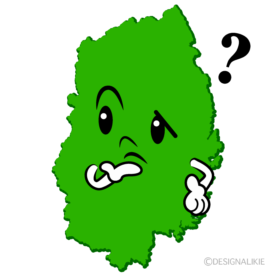 かわいい考える岩手県イラスト
