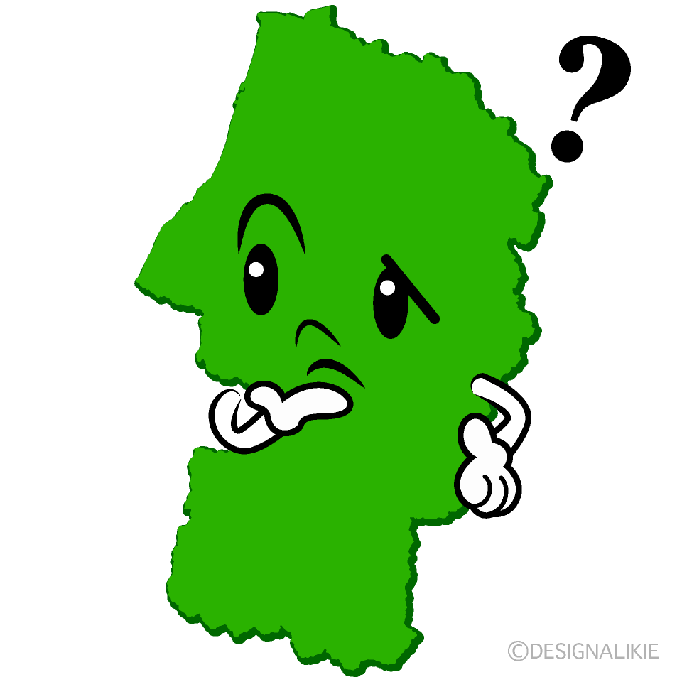 かわいい考える山形県イラスト