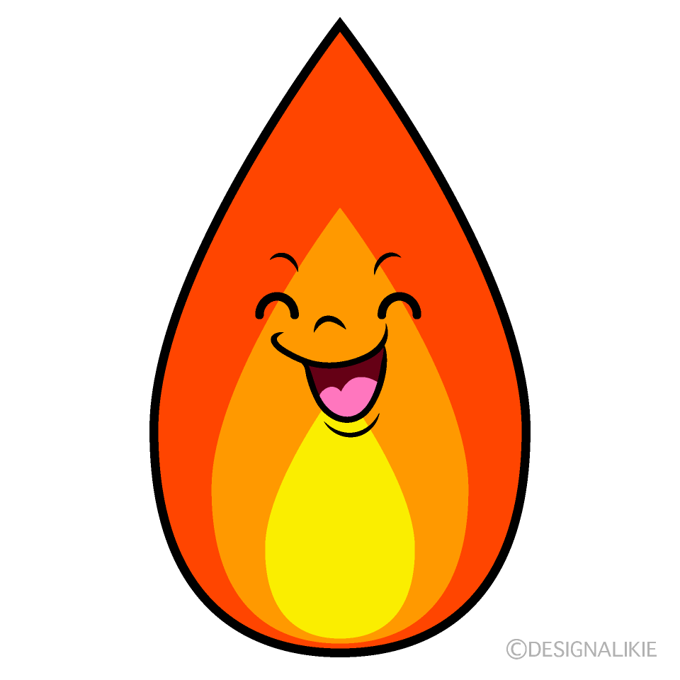 かわいい笑顔の火イラスト