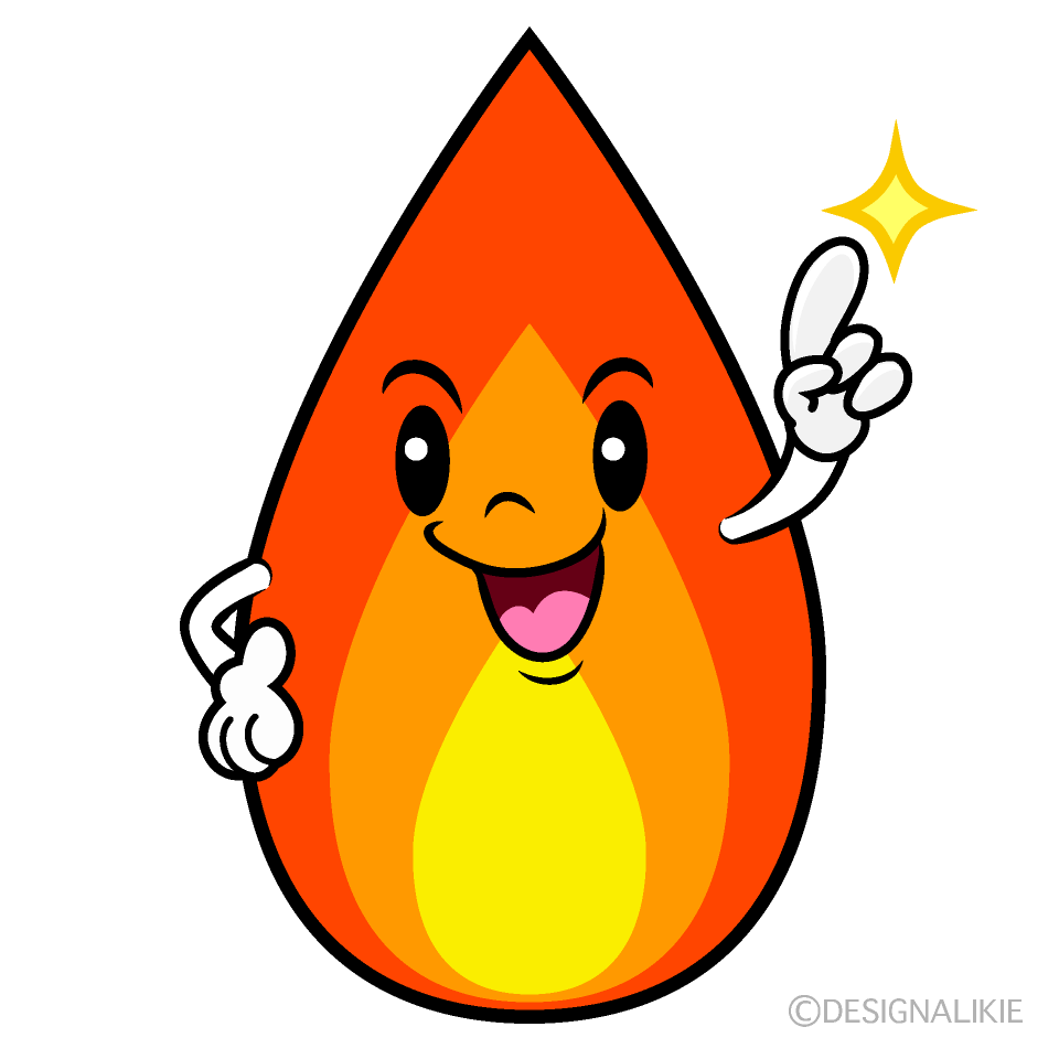 かわいい指差しする火イラスト