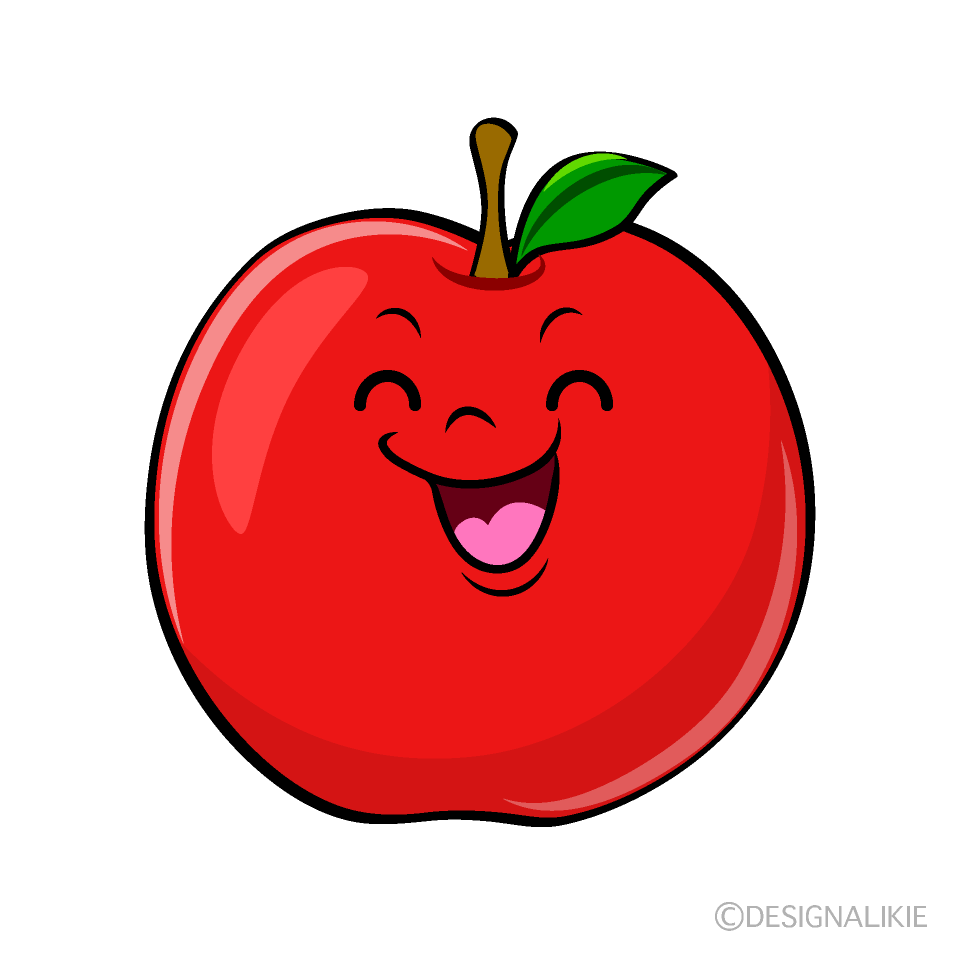 かわいい笑顔のリンゴイラスト
