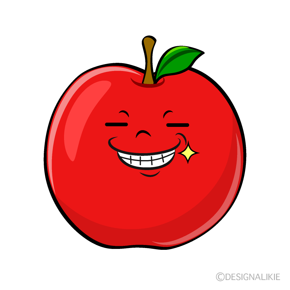 かわいいニヤリとするリンゴイラスト
