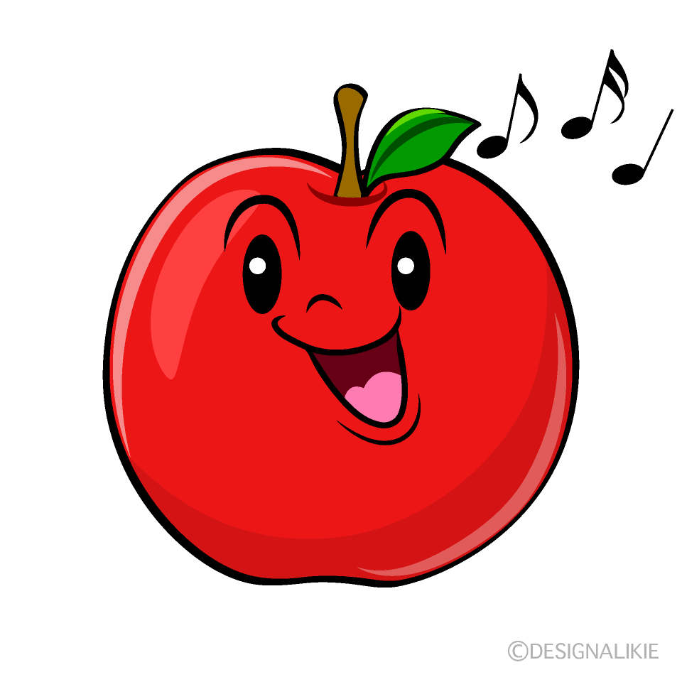 かわいい歌うリンゴイラスト