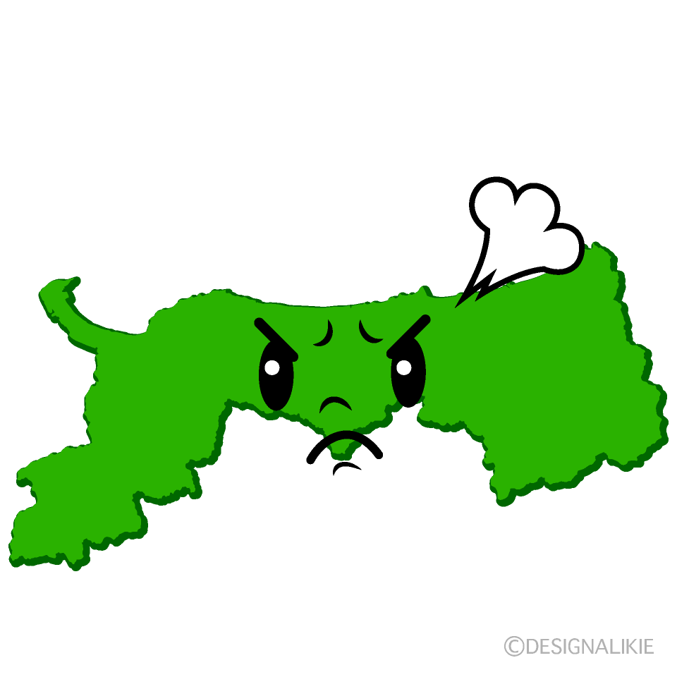 かわいい怒る鳥取県イラスト