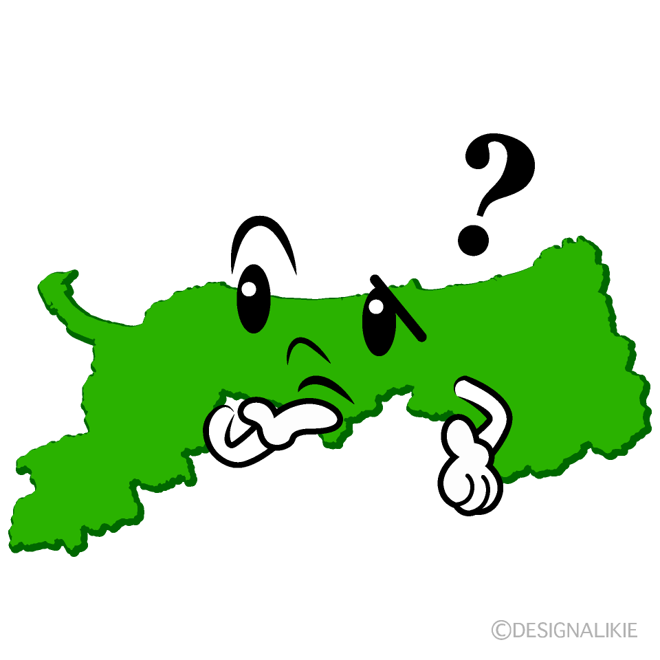 かわいい考える鳥取県イラスト