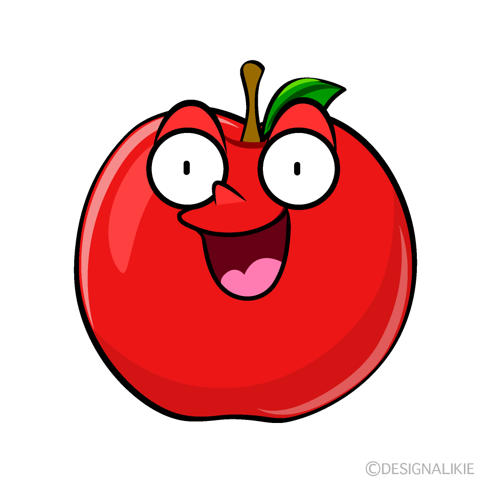 かわいい驚くリンゴイラスト