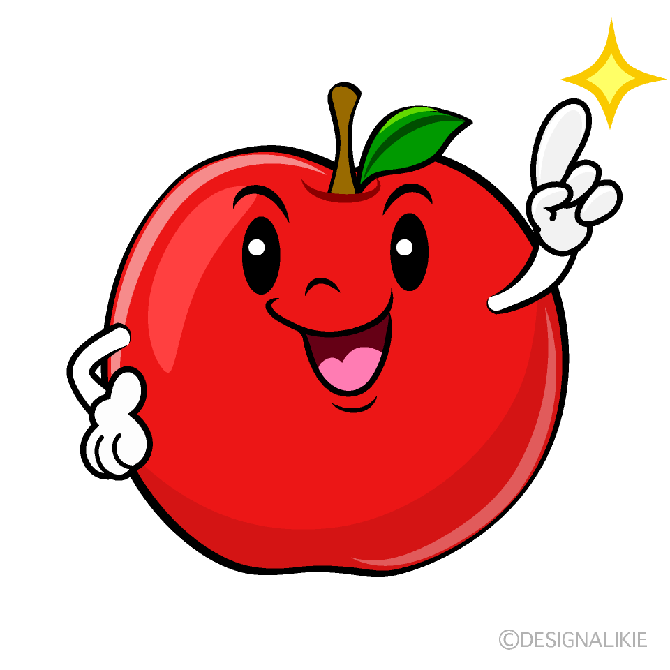 かわいい指差しするリンゴイラスト
