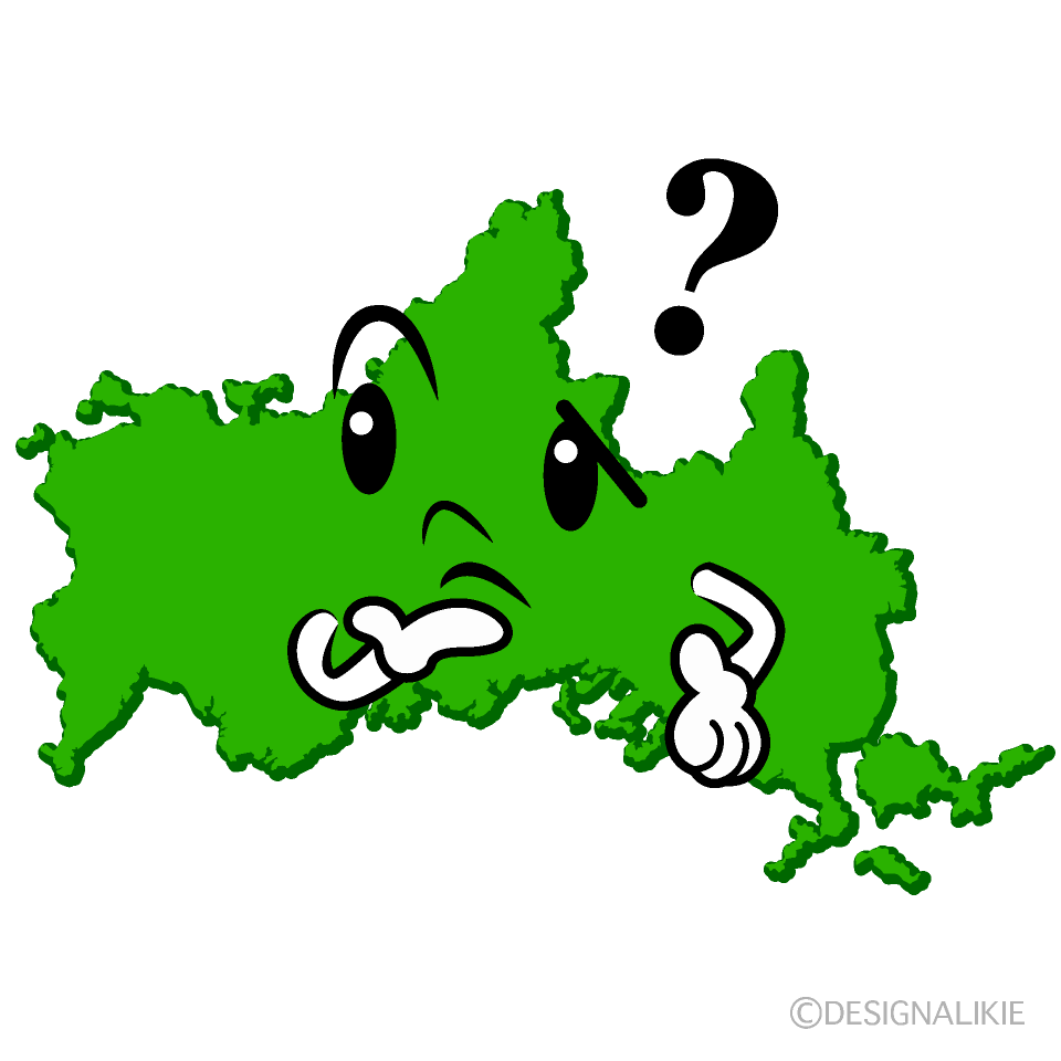 かわいい考える山口県イラスト