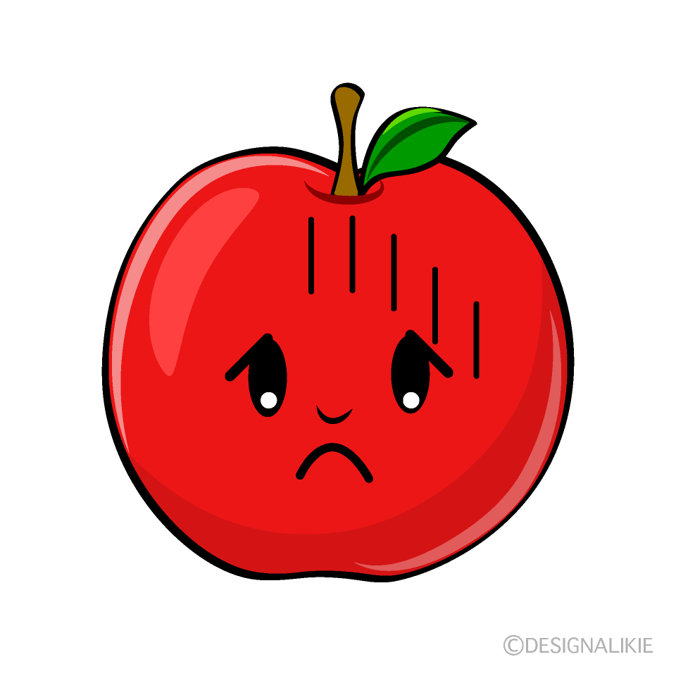 かわいい落ち込むリンゴイラスト