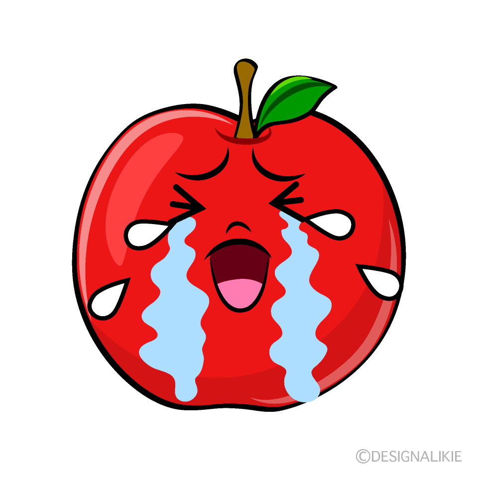 かわいい泣くリンゴイラスト