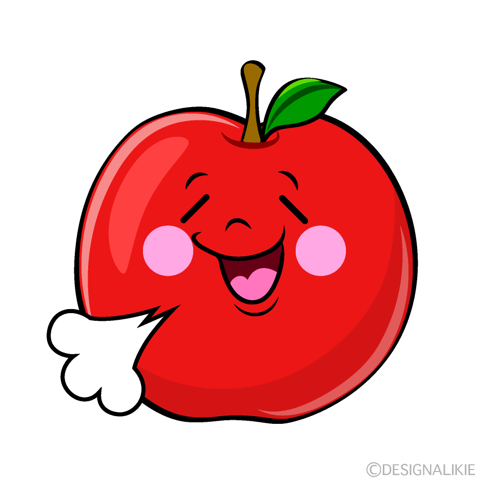かわいいリラックスしたリンゴイラスト