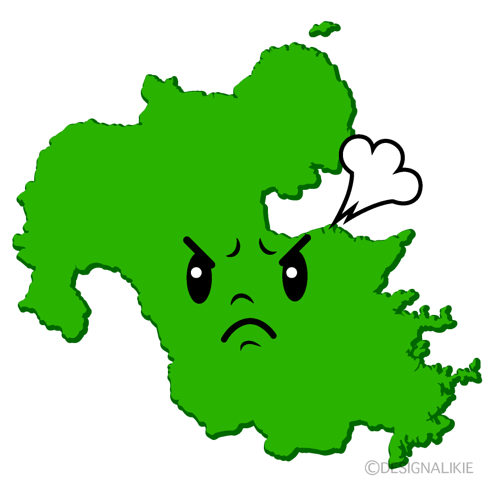 かわいい怒る大分県イラスト